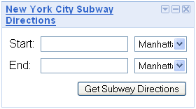 New York City Subway Directions gadget